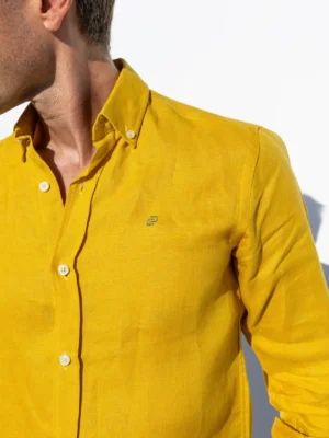 CAMISA SPORT LINO MOSTAZA