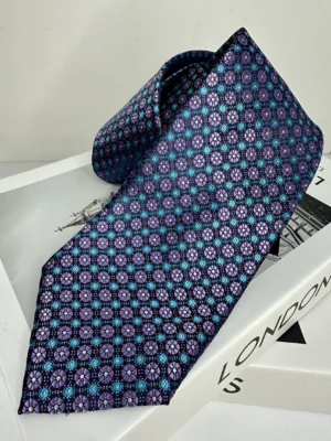 CORBATA DOTS TURQUESA Y MORADA